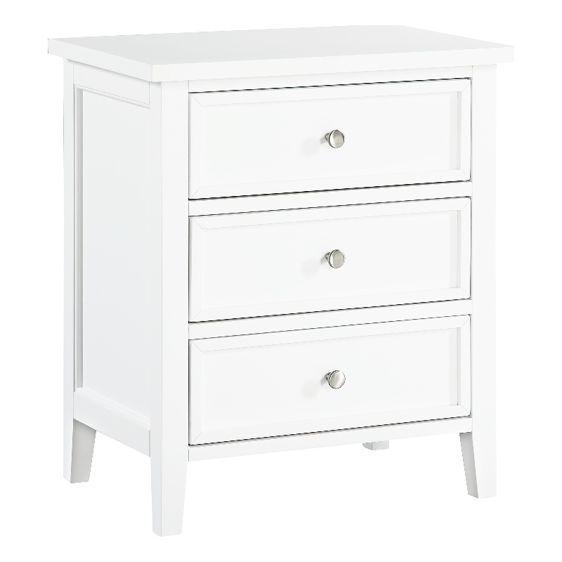 Pemberly Row Contemporary 3-drawer White Wood Storage Nightstand