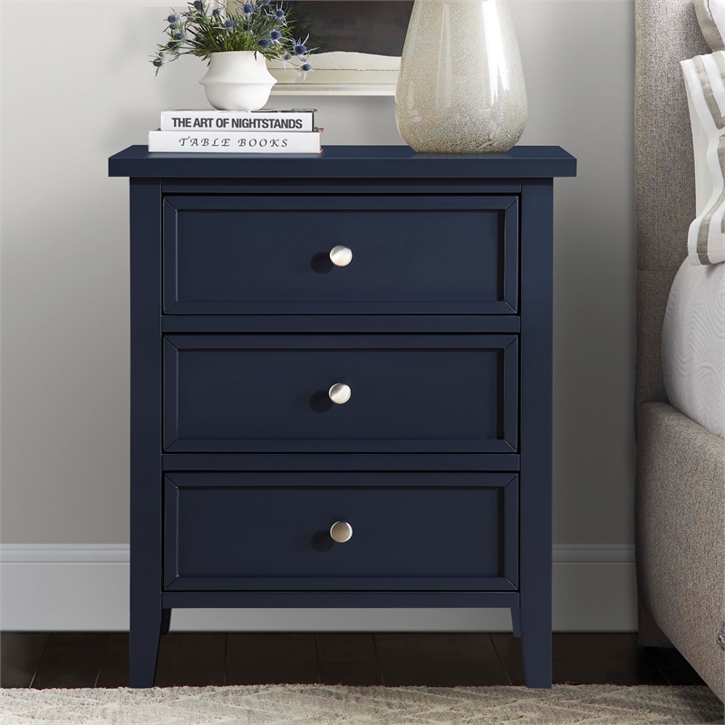 Pemberly Row Contemporary 3-drawer Midnight Blue Wood Nightstand