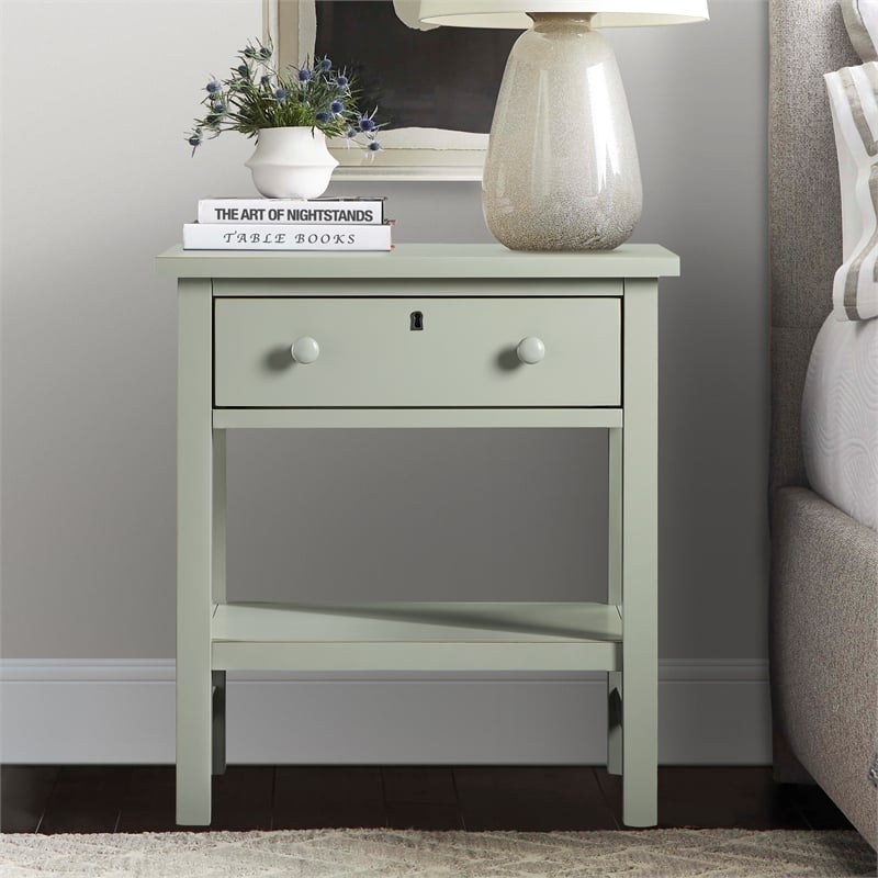 Pemberly Row Modern 1-Drawer Antique Gray Wood Storage Nightstand