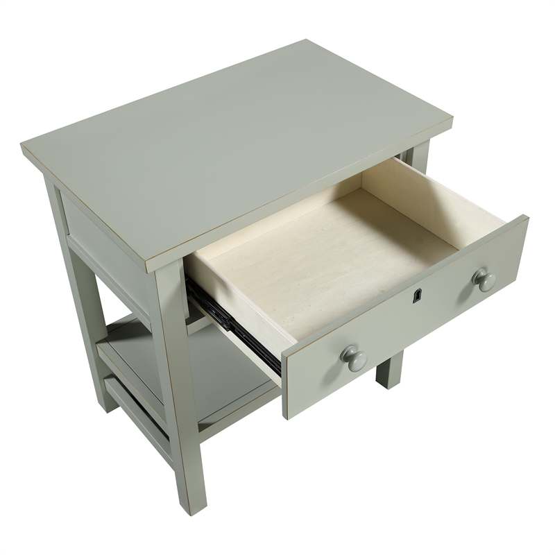 Pemberly Row Modern 1-Drawer Antique Gray Wood Storage Nightstand