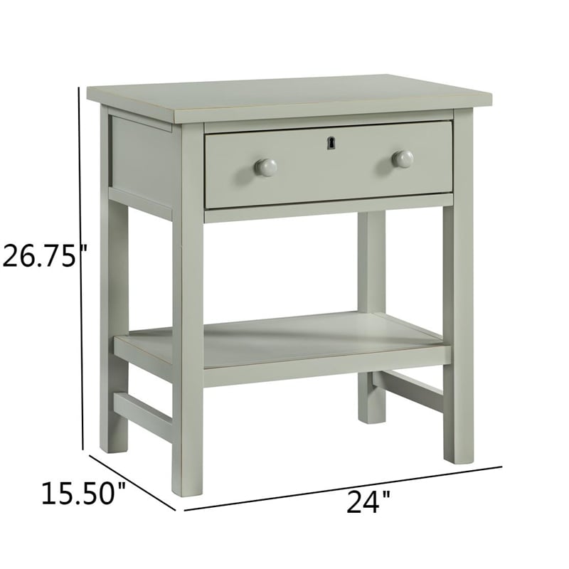 Pemberly Row Modern 1-Drawer Antique Gray Wood Storage Nightstand