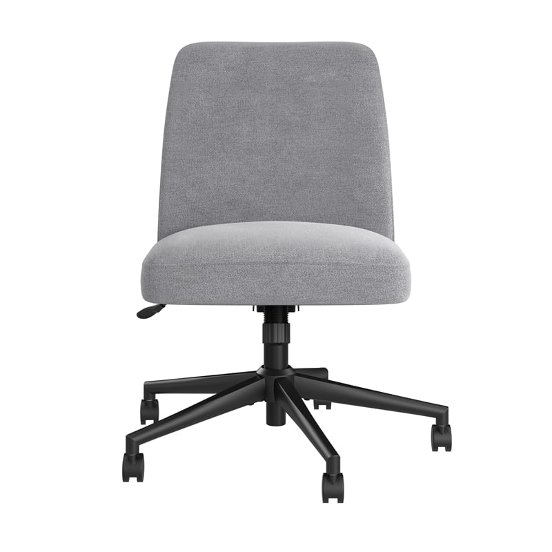Pemberly Row Mid Back Armless Office Chair with Wheels in Cool Gray Fabric