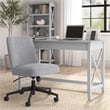Pemberly Row Mid Back Armless Office Chair with Wheels in Cool Gray Fabric