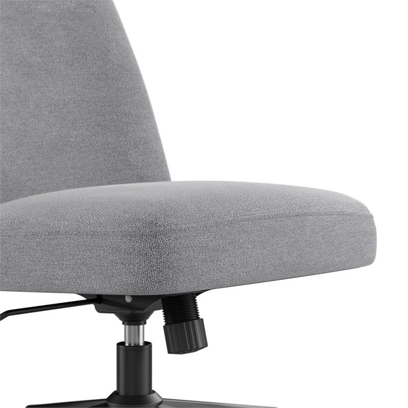 Pemberly Row Mid Back Armless Office Chair with Wheels in Cool Gray Fabric
