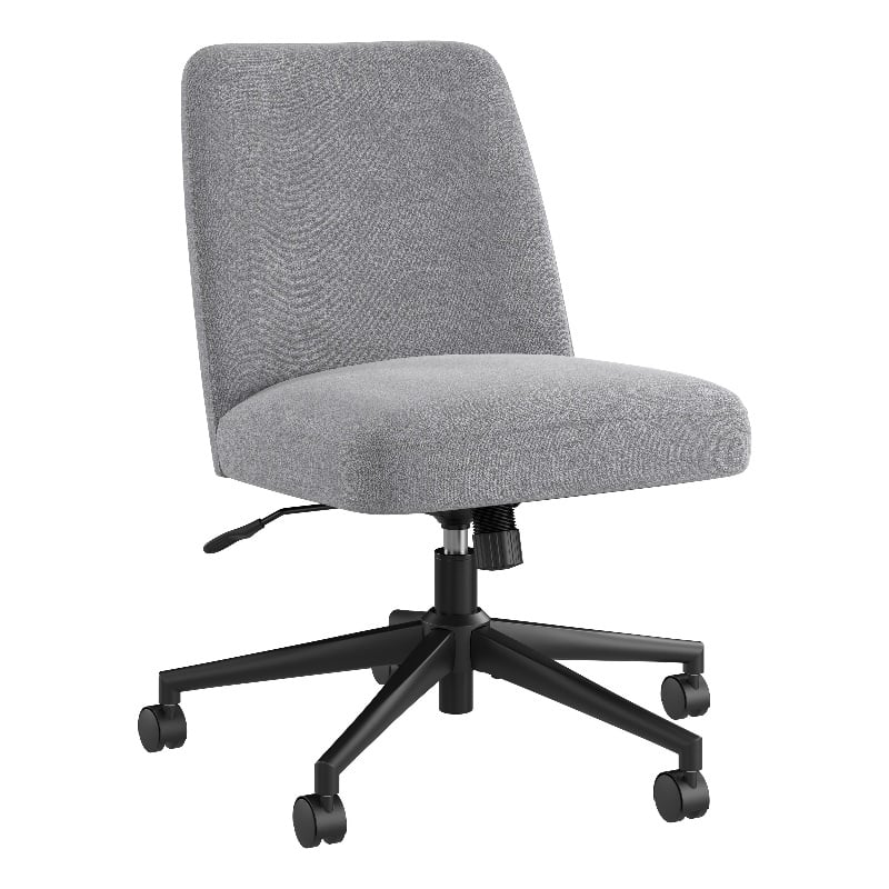 Pemberly Row Mid Back Armless Office Chair with Wheels in Cool Gray Fabric