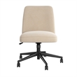 Pemberly Row Mid Back Armless Office Chair with Wheels in Soft Beige Fabric
