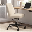Pemberly Row Mid Back Armless Office Chair with Wheels in Soft Beige Fabric