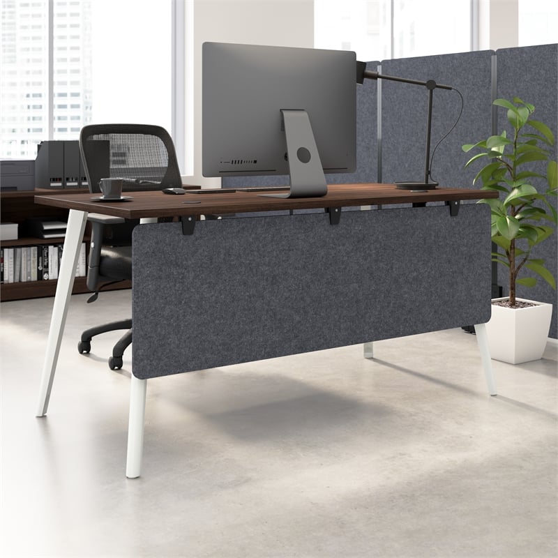 Pemberly Row Modern 58W Desktop Privacy Screen in Cool Charcoal