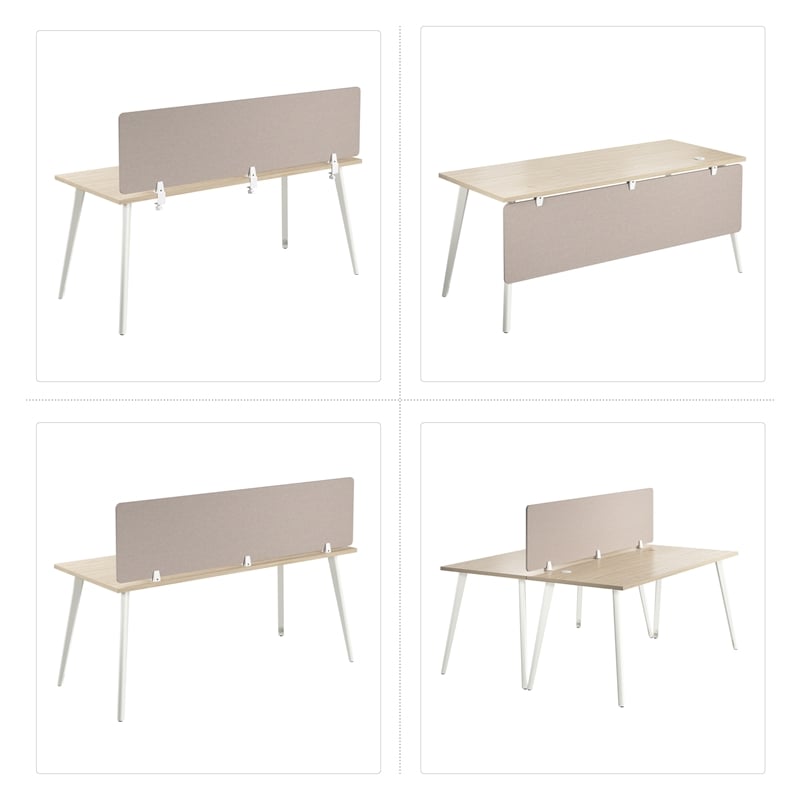 Pemberly Row Modern 58W Desktop Privacy Screen in Warm Beige