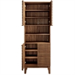 Pemberly Row Contemporary Tall Bathroom Storage Cabinet in Walnut