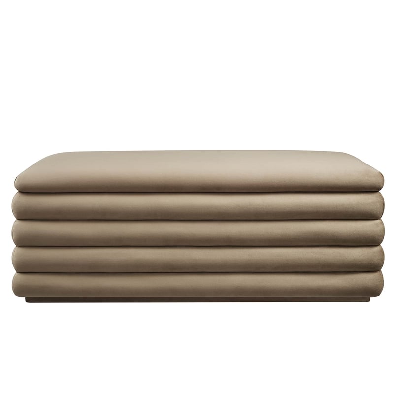 Pemberly Row Upholstered Performance Velvet Storage Bench in Taupe