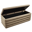 Pemberly Row Upholstered Performance Velvet Storage Bench in Taupe