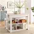 Pemberly Row 3-Piece Kitchen Island and Stool Set in White Maple