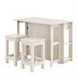 Pemberly Row 3-Piece Kitchen Island and Stool Set in White Maple