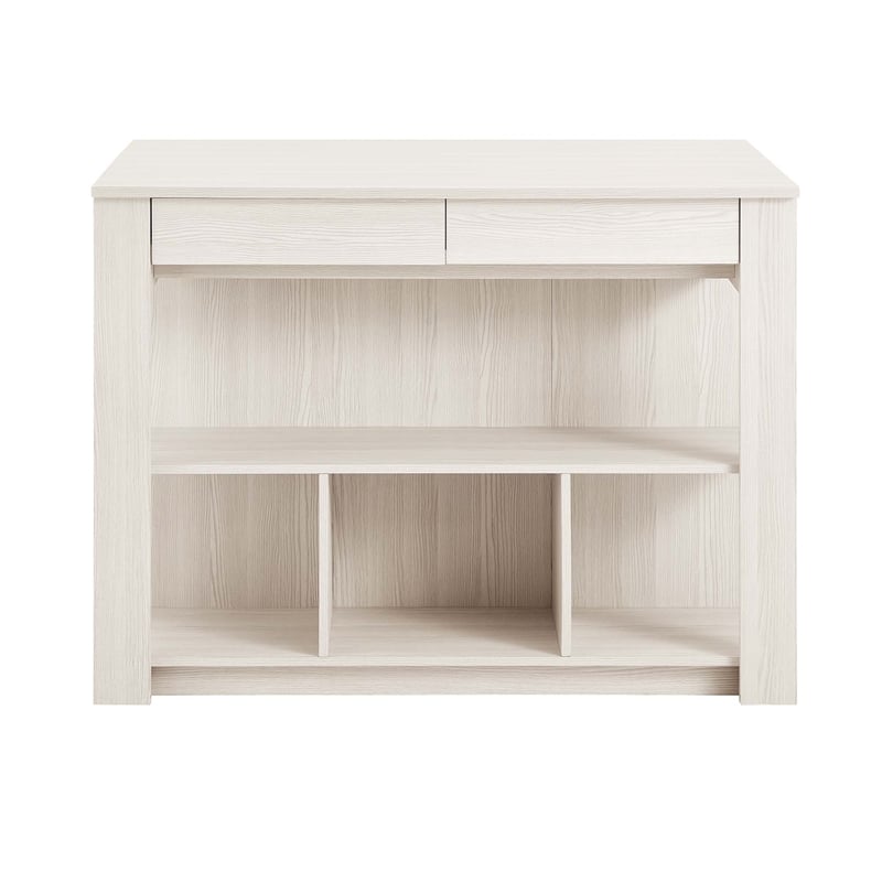 Pemberly Row 3-Piece Kitchen Island and Stool Set in White Maple