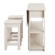 Pemberly Row 3-Piece Kitchen Island and Stool Set in White Maple
