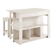 Pemberly Row 3-Piece Kitchen Island and Stool Set in White Maple