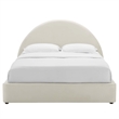 Pemberly Row Performance Velvet Arched Round Full Platform Bed in Alabaster