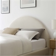Pemberly Row Performance Velvet Arched Round Full Platform Bed in Alabaster