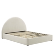Pemberly Row Performance Velvet Arched Round Queen Platform Bed in Alabaster