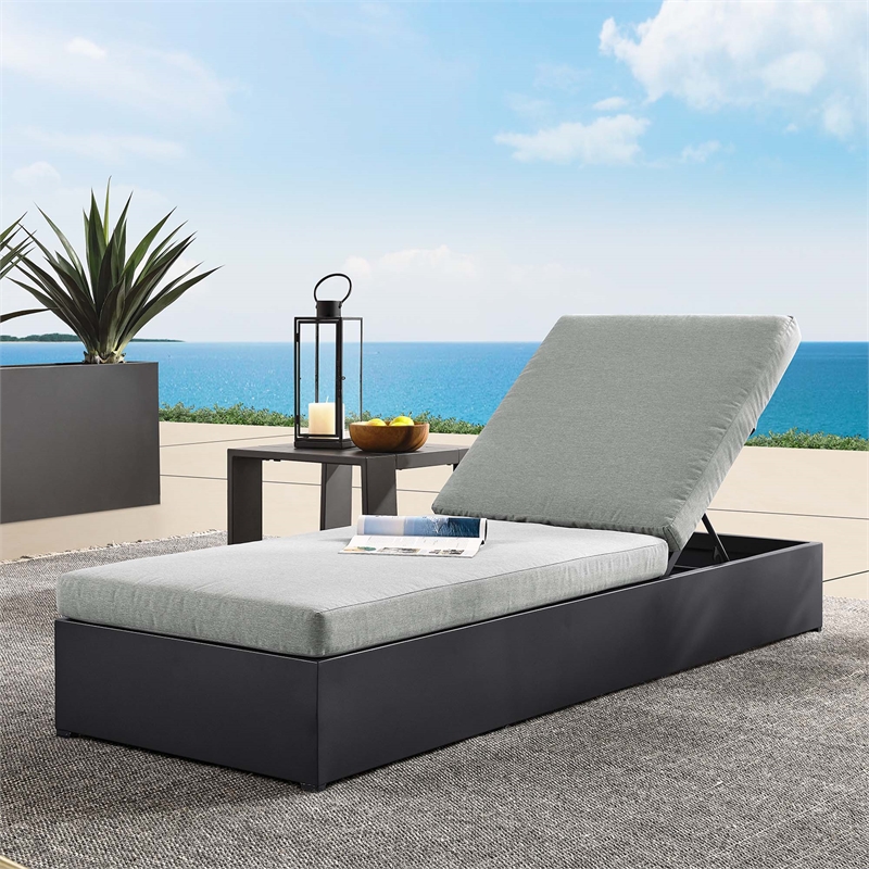 Pemberly Row Outdoor Patio Powder-Coated Aluminum Chaise Lounge Chair - Gray