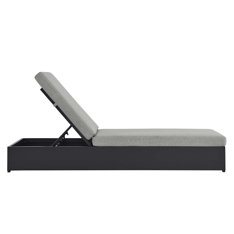 Pemberly Row Outdoor Patio Powder-Coated Aluminum Chaise Lounge Chair - Gray