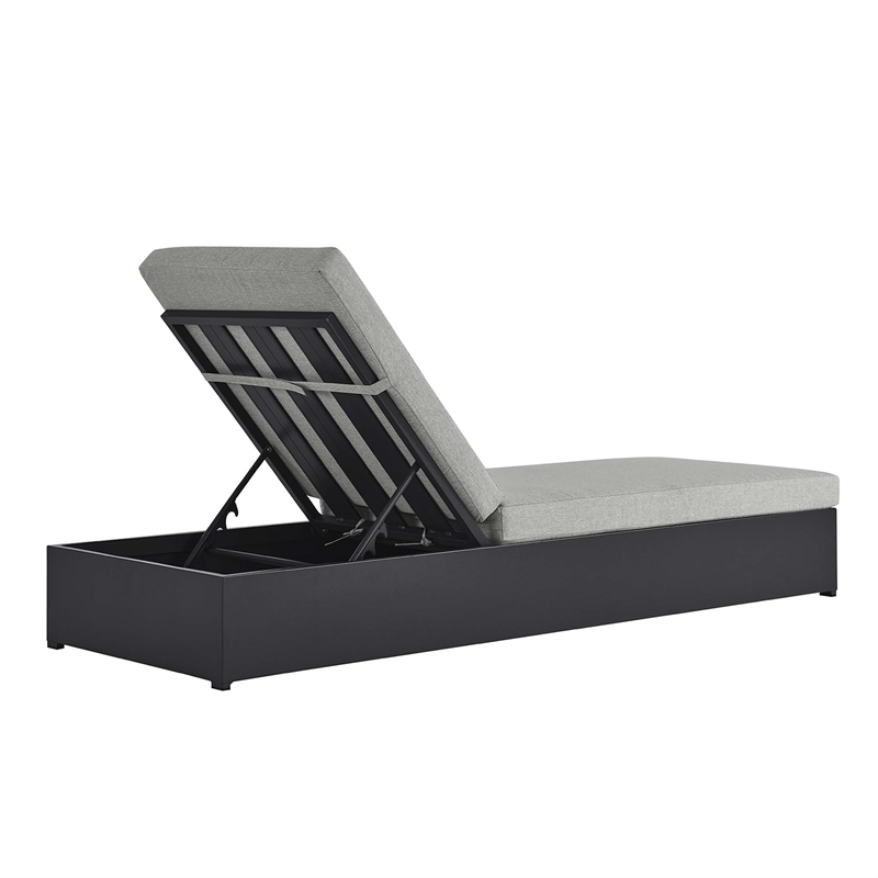 Pemberly Row Outdoor Patio Powder-Coated Aluminum Chaise Lounge Chair - Gray