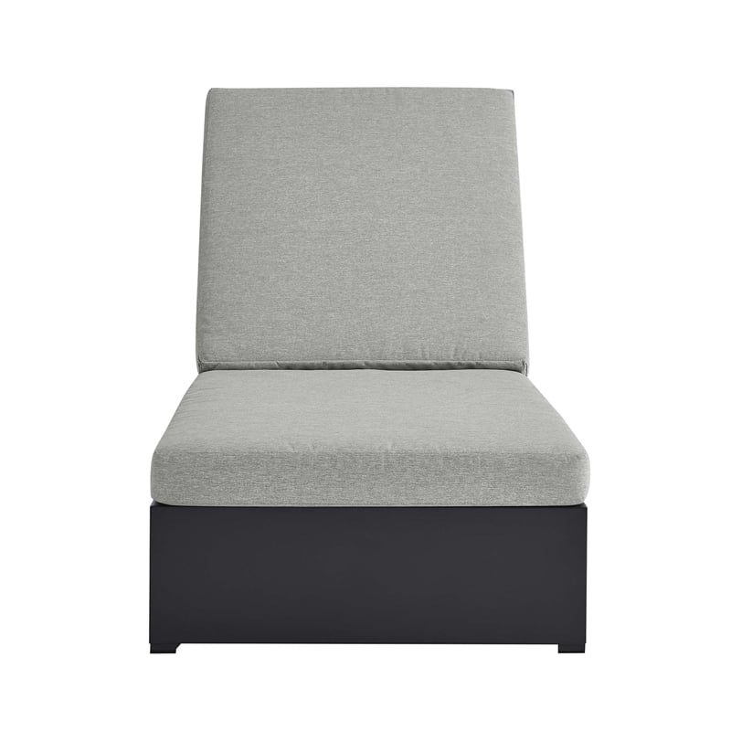 Pemberly Row Outdoor Patio Powder-Coated Aluminum Chaise Lounge Chair - Gray