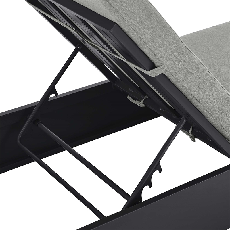 Pemberly Row Outdoor Patio Powder-Coated Aluminum Chaise Lounge Chair - Gray