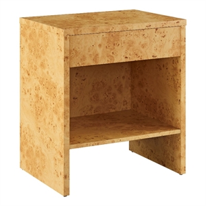Pemberly Row Modern 1-Drawer Burl Wood Nightstand With Shelf