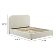 Pemberly Row Performance Velvet Curved Queen Platform Bed in Alabaster