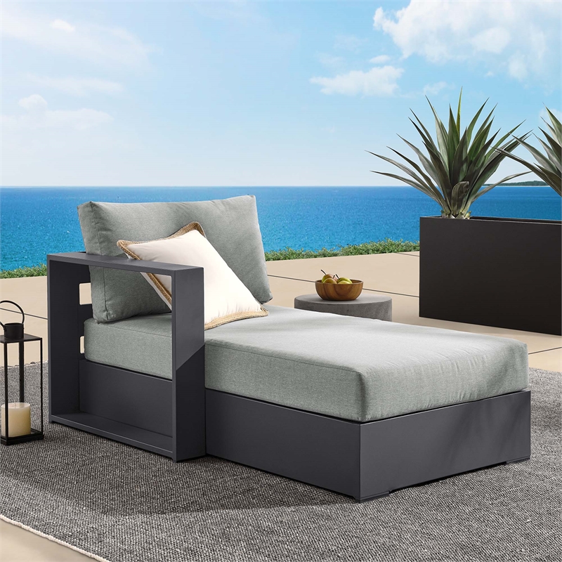 Pemberly Row Modern Modular Left-Facing Chaise Lounge in Gray