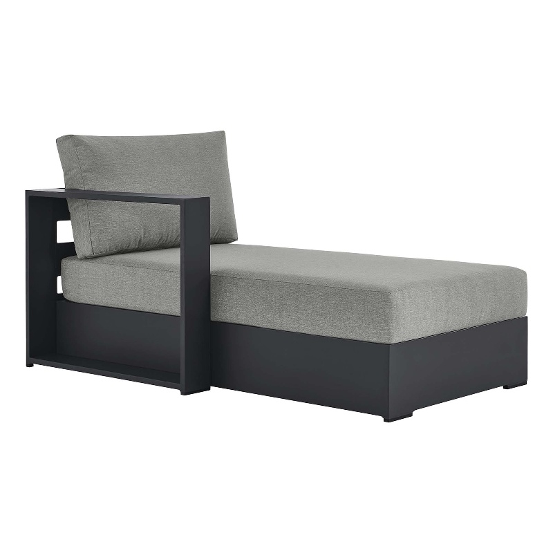 Pemberly Row Modern Modular Left-Facing Chaise Lounge in Gray