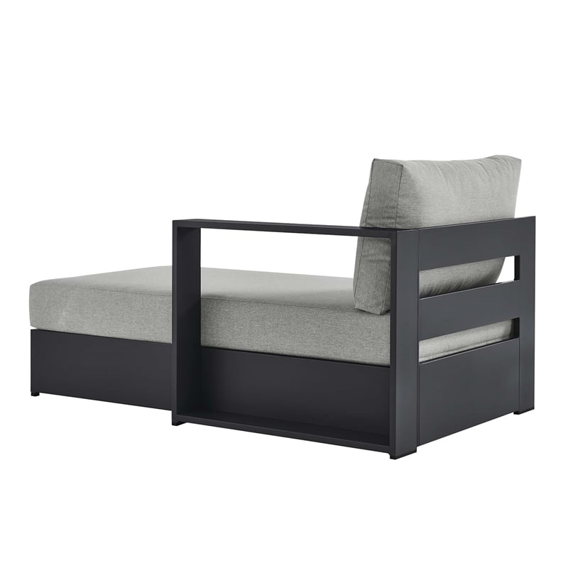 Pemberly Row Modern Modular Right-Facing Chaise Lounge in Gray