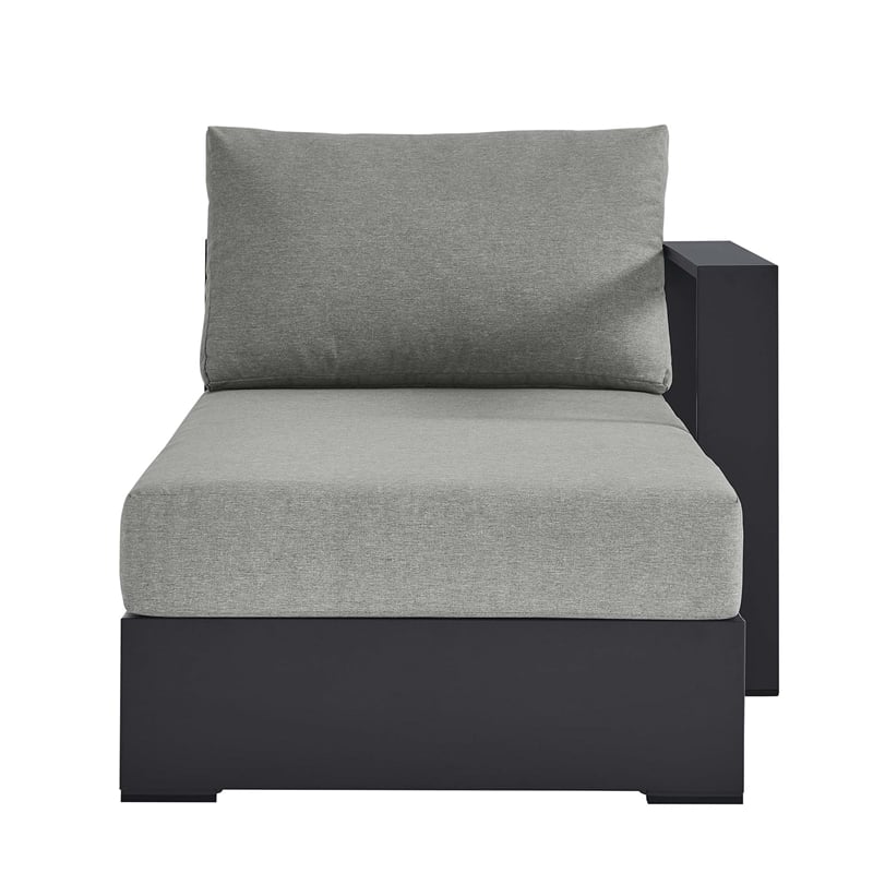 Pemberly Row Modern Modular Right-Facing Chaise Lounge in Gray