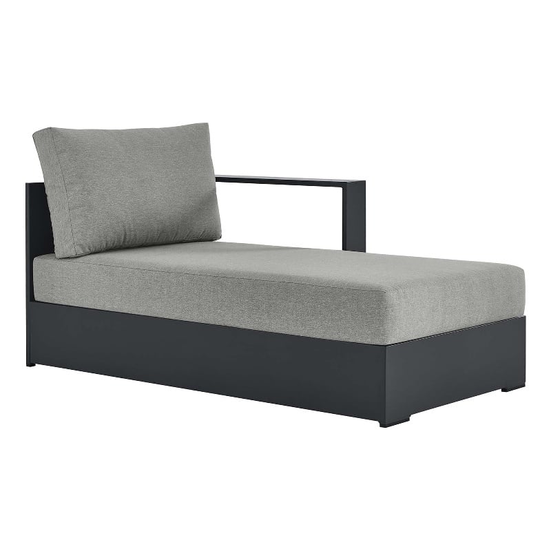 Pemberly Row Modern Modular Right-Facing Chaise Lounge in Gray