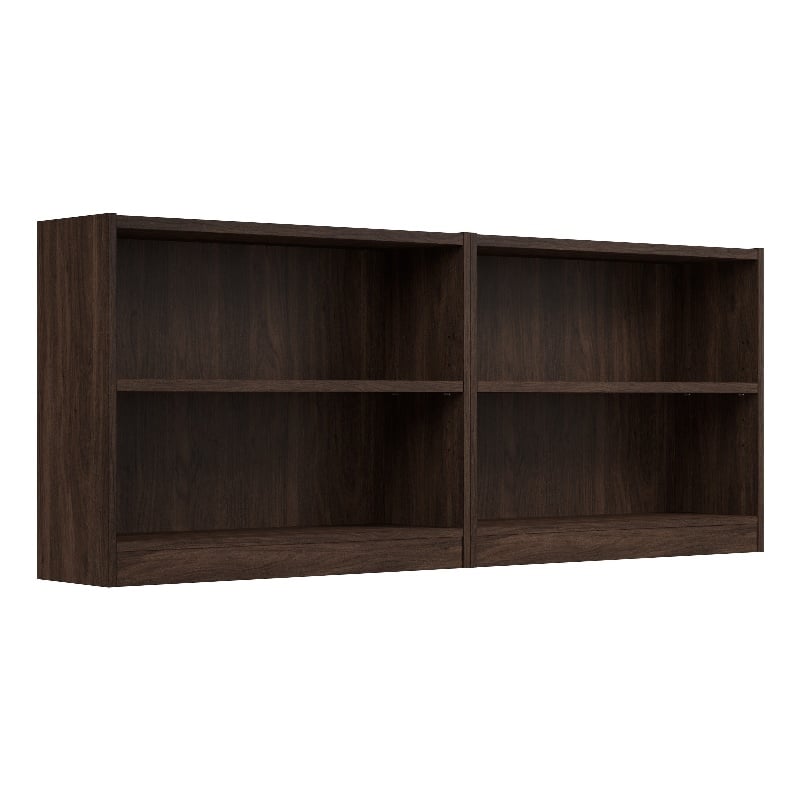 Pemberly Row Engineered Wood Small 2 Bookshelf Bookcase Set Black Walnut