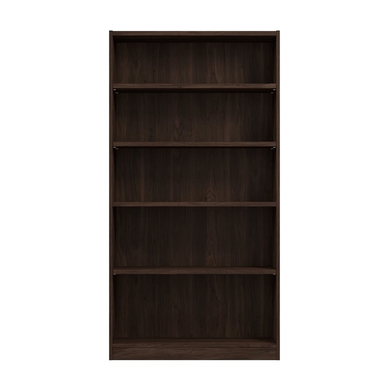 Pemberly Row Universal Tall 5 Shelf Bookcase in Black Walnut - Engineered Wood