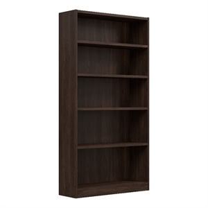 Pemberly Row Universal Tall 5 Shelf Bookcase in Black Walnut - Engineered Wood