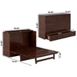 Pemberly Row Queen Wood Murphy Bed Chest w/ Mattress & Built-in Charger - Walnut