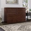 Pemberly Row Queen Wood Murphy Bed Chest w/ Mattress & Built-in Charger - Walnut