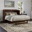 Pemberly Row Queen Wood Murphy Bed Chest w/ Mattress & Built-in Charger - Walnut