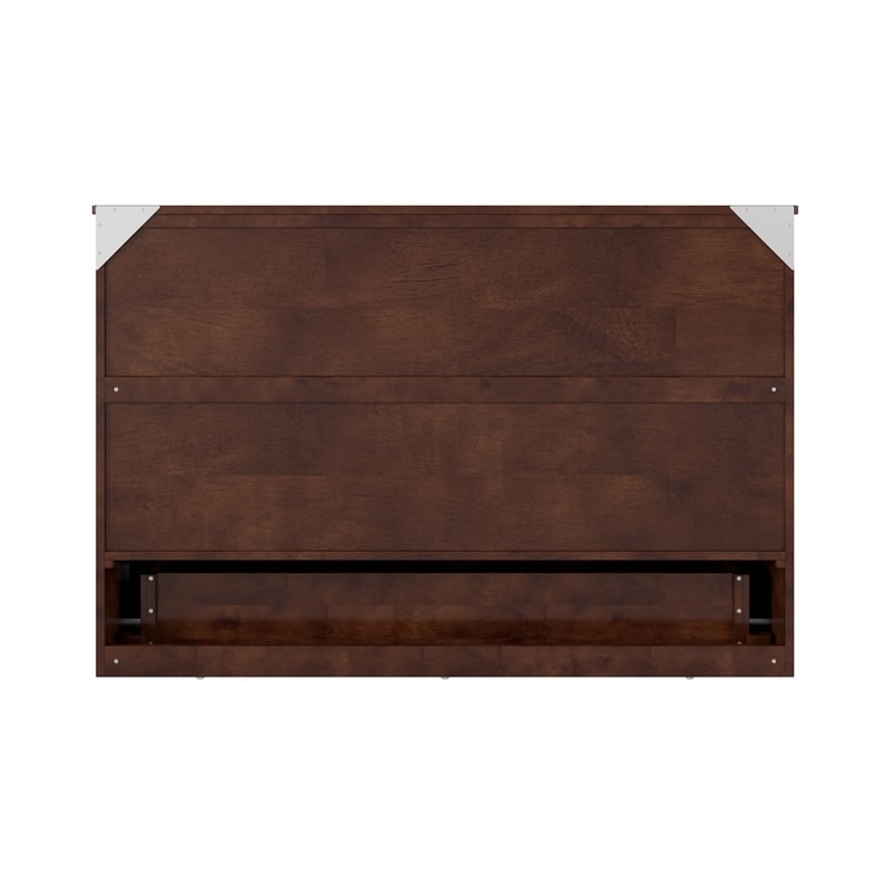 Pemberly Row Queen Wood Murphy Bed Chest w/ Mattress & Built-in Charger - Walnut