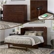 Pemberly Row Queen Wood Murphy Bed Chest w/ Mattress & Built-in Charger - Walnut