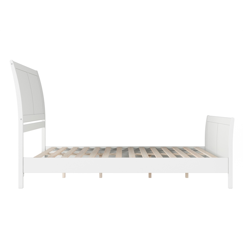 Pemberly Row Valencia Queen Low Profile Wood Platform Bed  in White