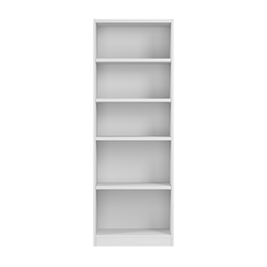 Pemberly Row Universal 25&quotW Tall 5 Shelf Bookcase in White - Engineered Wood