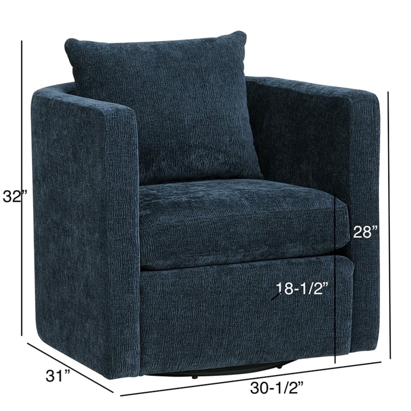 Pemberly Row Modern Navy Blue Fabric Swivel Barrel Accent Chair