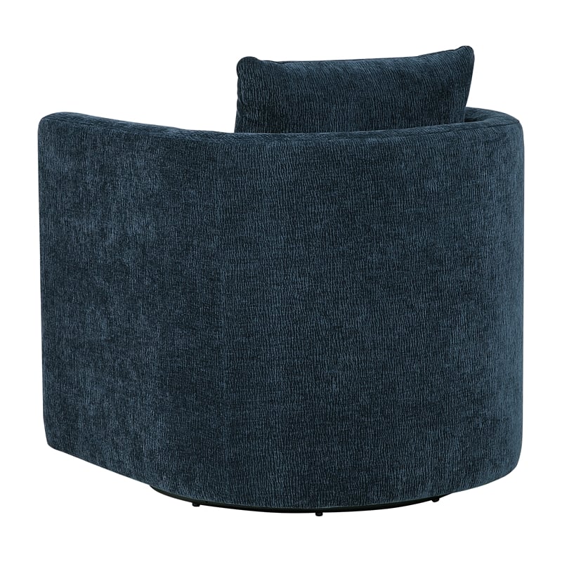 Pemberly Row Modern Navy Blue Fabric Swivel Barrel Accent Chair