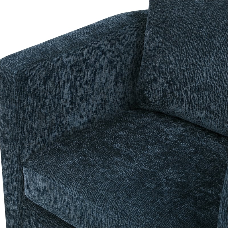 Pemberly Row Modern Navy Blue Fabric Swivel Barrel Accent Chair