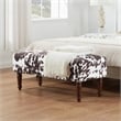 Pemberly Row Cow Print Bench with Nailheads in Brown and White Fabric